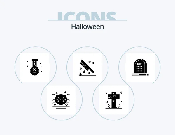 Halloween Glyph Icon Pack Icon Design Horror Blood Grave Magic — Stok Vektör