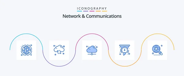 Network Communications Blue Icon Pack Including Speedometer Filters Arrow Filter — Wektor stockowy