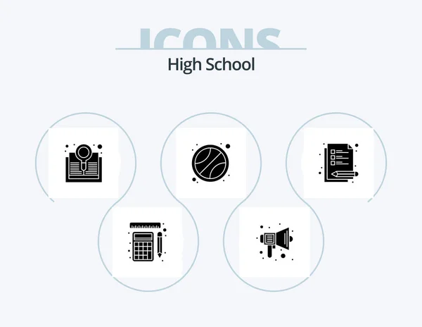 Вища Школа Glyph Icon Pack Icon Design Нотатки Теніс Спікер — стоковий вектор