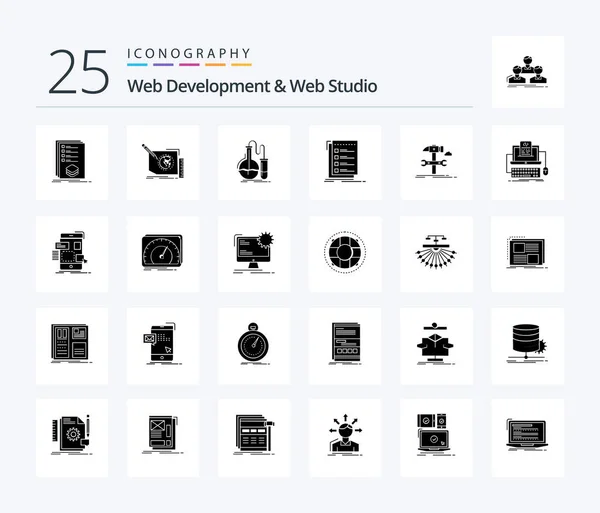 Web Development Web Studio Solid Glyph Icon Pack Including List — Stock Vector
