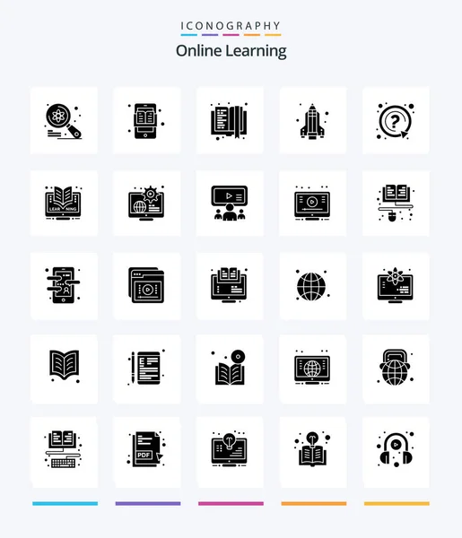 Creative Online Learning Glyph Solid Black Icon Pack Mark Science — Image vectorielle