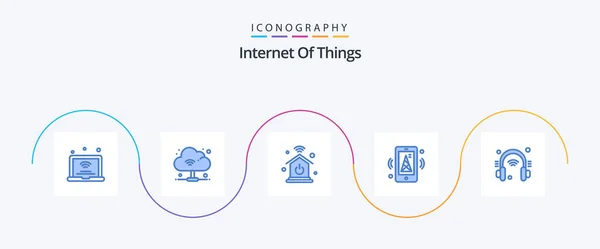 Internet Things Blue Icon Pack Including Internet Headphone Home Network — Wektor stockowy