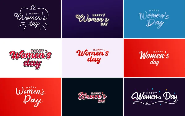 March Typographic Design Set Happy Women Day Text — Wektor stockowy