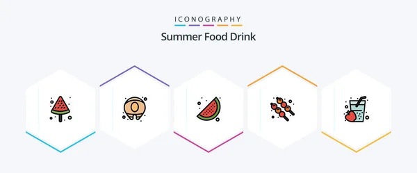 Summer Food Drink Filledline Icon Pack Including Juice Food Food — Stockvector