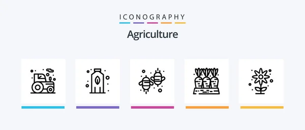 Agriculture Line Icon Pack Including Plant Wheat Straw Growth Straw — Διανυσματικό Αρχείο
