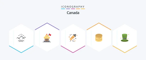 Canada Flat Icon Pack Including Cap Wedding Cake Flag Wedding — Διανυσματικό Αρχείο