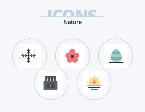 Nature Flat Icon Pack Icon Design Nature Easter Snow Present — Stockvektor