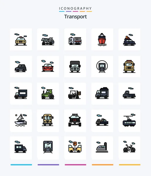 Creative Transport Line Filled Icon Pack Cortege Truck Transport Transport — Image vectorielle