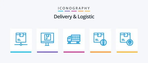 Delivery Logistic Blue Icon Pack Including Delivery Attention Online Truck — Archivo Imágenes Vectoriales