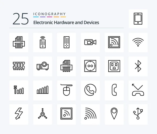 Devices Line Icon Pack Including Projector Device Record Ram Hardware — Vector de stock