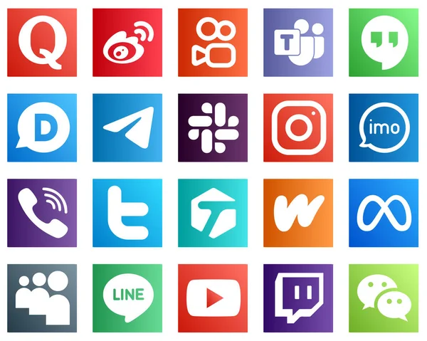 Stylish Social Media Icons Instagram Slack Messenger Icons Clean Professional — Stockvector