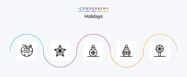 Holidays Line Icon Pack Including Festival Holiday Ball Globe Christmas — Archivo Imágenes Vectoriales