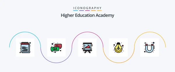 Academy Line Filled Flat Icon Pack Including Study Idea Academy — Stockvektor