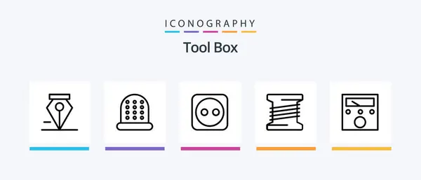 Tools Line Icon Pack Including Meter Creative Icons Design — Stok Vektör