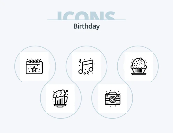 Birthday Line Icon Pack Icon Design Party Cake Mobile Birthday — Archivo Imágenes Vectoriales