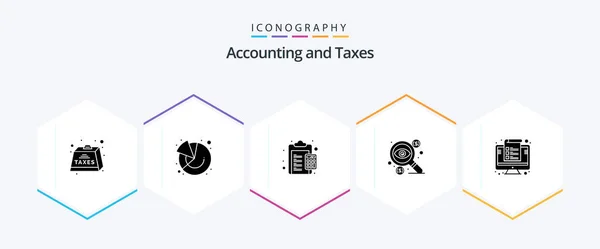 Taxes Glyph Icon Pack Including Money Coin Marketing Business Duties — Stockvektor
