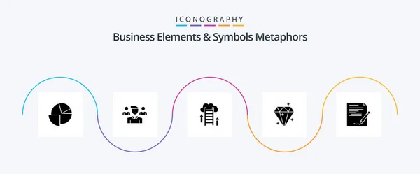 Business Elements Symbols Metaphors Glyph Icon Pack Including Agreement Sucess — Stok Vektör