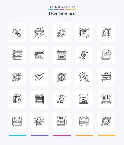 Creative User Interface Outline Icon Pack Support Headset Message Email — Stockový vektor