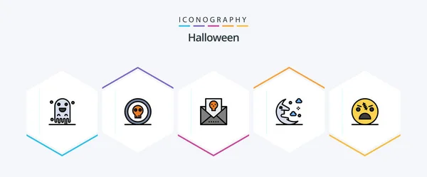 Halloween Filledline Icon Pack Including Sky Moon Pirate Cloud Horror — Image vectorielle