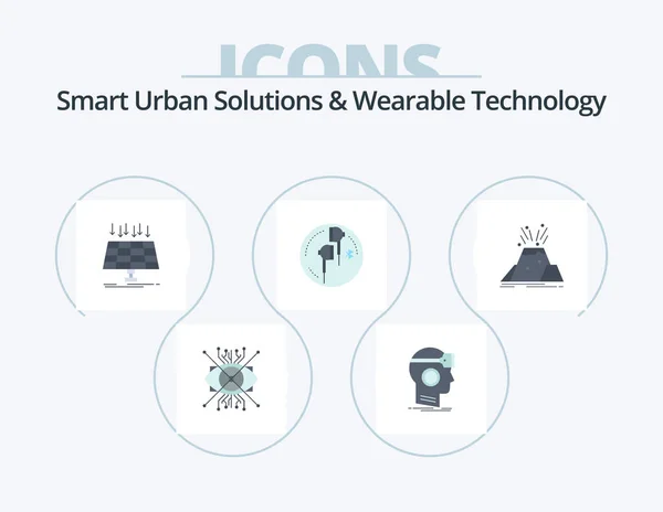 Smart Urban Solutions Wearable Technology Flat Icon Pack Icon Design — Vector de stock