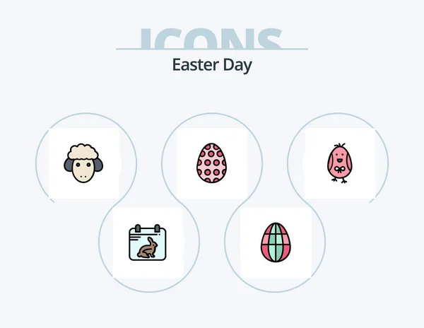 Easter Line Filled Icon Pack Icon Design Book Flower Book — Stockvektor