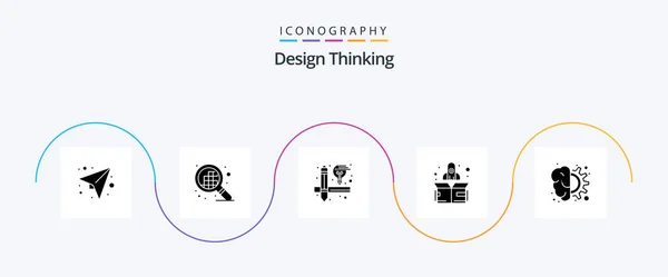 Design Thinking Glyph Icon Pack Including Thinking Gear Design Design — Wektor stockowy