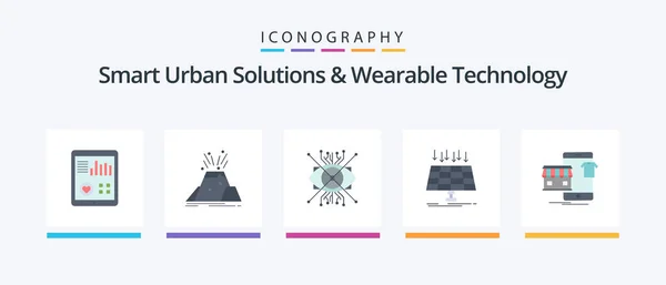 Smart Urban Solutions Wearable Technology Flat Icon Pack Including Energy — стоковый вектор