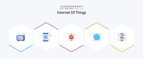 Internet Things Flat Icon Pack Including Watch Device Technology Network — Stockvektor