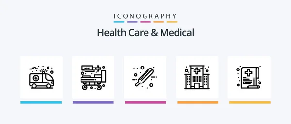 Health Care Medical Line Icon Pack Including Health Building Dental — Vettoriale Stock