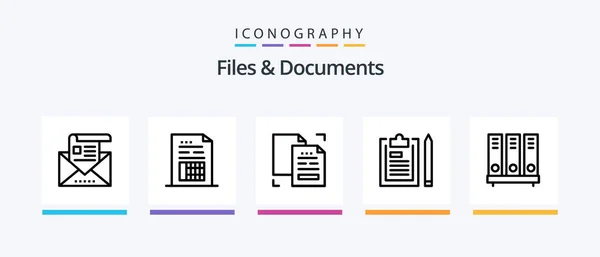 Files Documents Line Icon Pack Including Media Entertainment File Data — Stock Vector