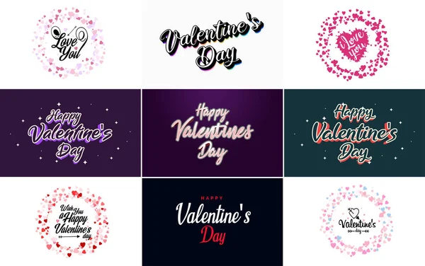 Happy Valentine Day Banner Template Romantic Theme Red Color Scheme — Stok Vektör