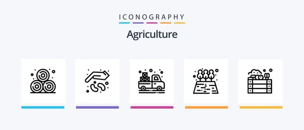 Agriculture Line Icon Pack Including Apples Nature Bee Leaf Eco — Stockový vektor