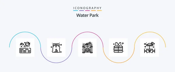 Water Park Line Icon Pack Including Garden Park Table — Image vectorielle