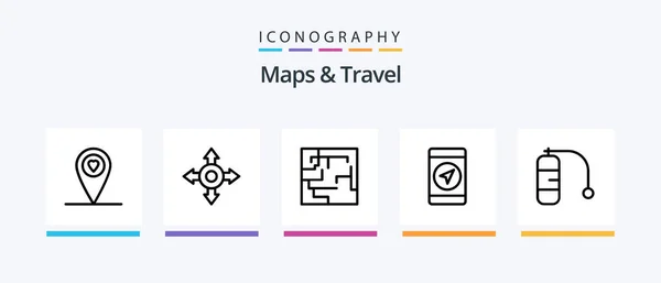 Карты Путешествия Line Icon Pack Включая Путешествие Путешествие Creative Icons — стоковый вектор