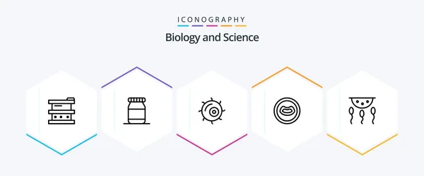Biology Line Icon Pack Including Process Chemistry Microscope Biology Mouth — Stock vektor