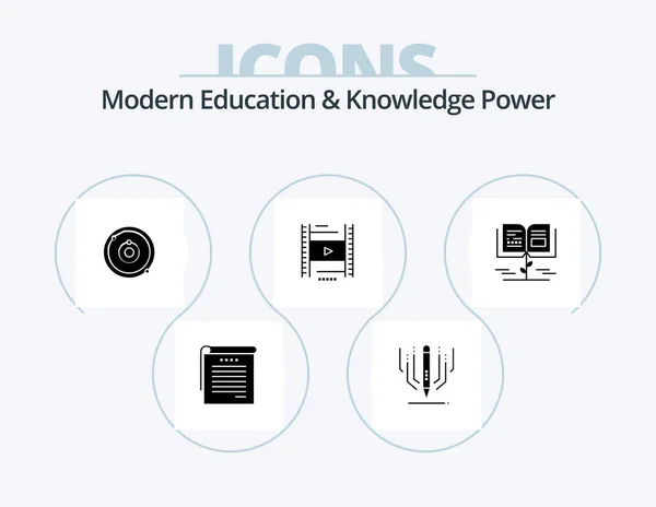 Modern Education Knowledge Power Glyph Icon Pack Icon Design Growth — Image vectorielle
