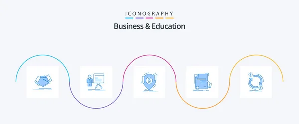 Business Education Blue Icon Pack Including Education Certificate Graph Transfer — Stok Vektör
