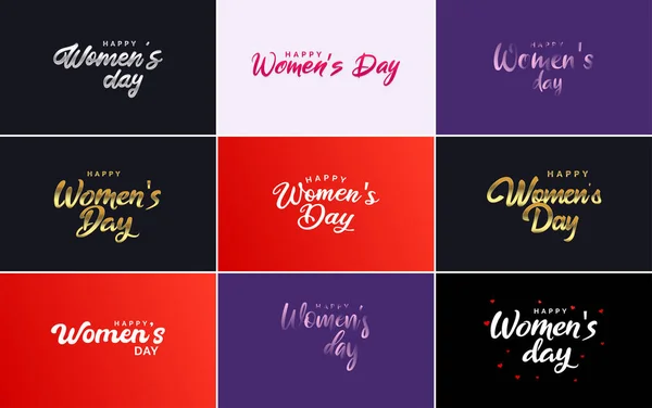 Abstract Happy Women Day Logo Love Vector Design Pink Red — 图库矢量图片