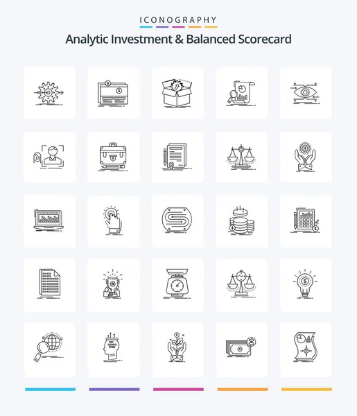 Creative Analytic Investment Balanced Scorecard Outline Icon Pack Analytics Work — Vettoriale Stock