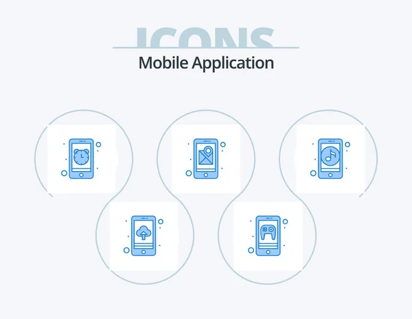 Mobile Application Blue Icon Pack Icon Design Mobile Navigation Alarm — Stok Vektör