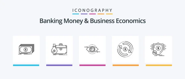 Banking Money Business Economics Line Icon Pack Including Safe Bank — Image vectorielle