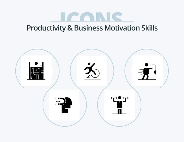 Productivity Business Motivation Skills Glyph Icon Pack Icon Design Comfort — Vettoriale Stock