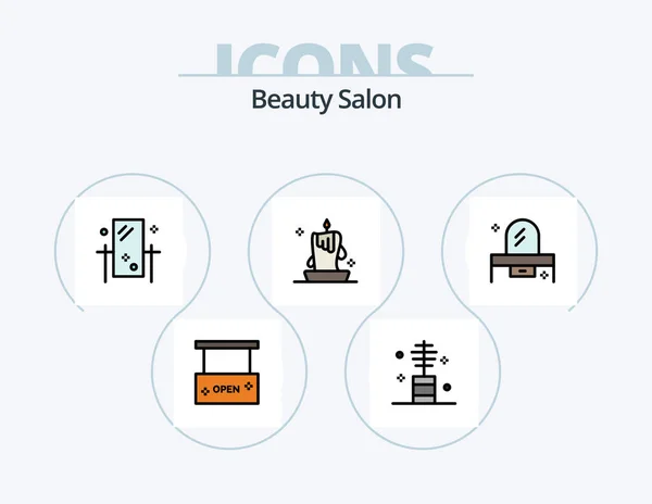 Beauty Salon Line Filled Icon Pack Icon Design Spa Salon — Stockvektor