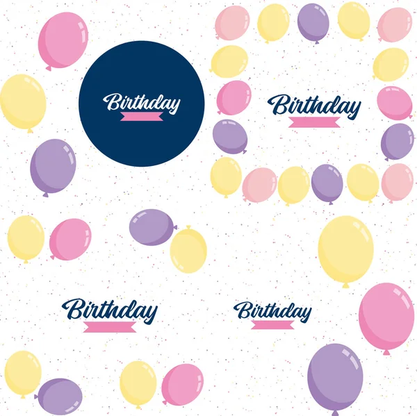 Vector Illustration Ahappy Birthday Celebration Background Balloons Banner Confetti Greeting — Stok Vektör