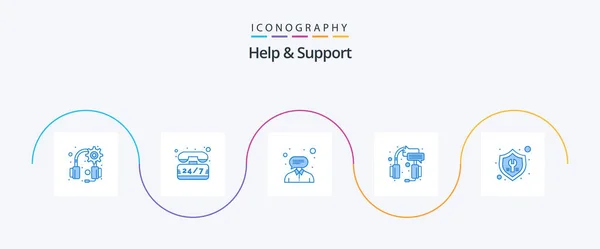Help Support Blue Icon Pack Including Settings Headset Customer Service — Stok Vektör
