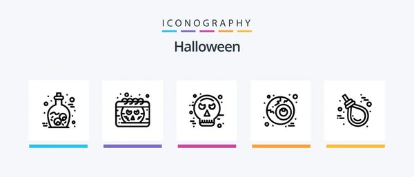 Halloween Line Icon Pack Including Cauldron Vampire Avatar Teeth Halloween — Διανυσματικό Αρχείο