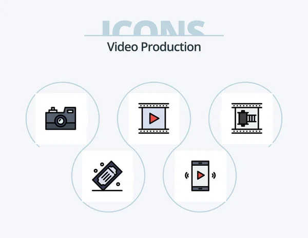Video Production Line Filled Icon Pack Icon Design Grooming Cosmetics — Wektor stockowy