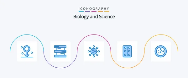 Biology Blue Icon Pack Including Biology Tablets Biochemistry Remedy Laboratory — Stock Vector