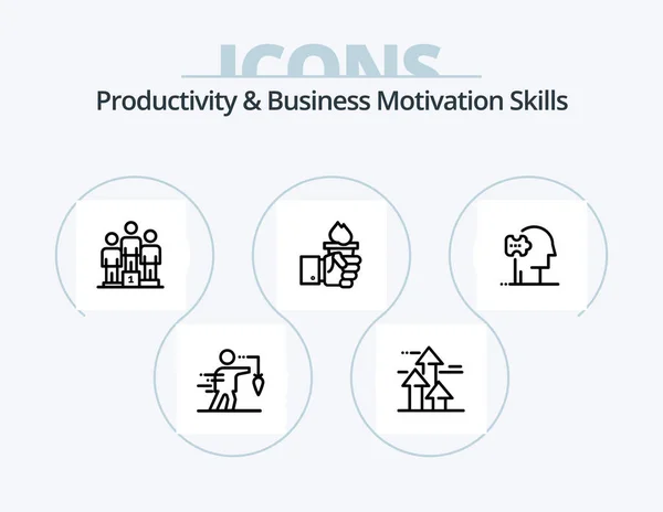 Productivity Business Motivation Skills Line Icon Pack Icon Design Businessman — Vector de stock