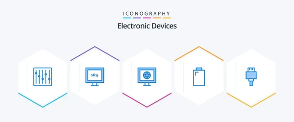 Devices Blue Icon Pack Including Electronic News Devices Power — Stock vektor
